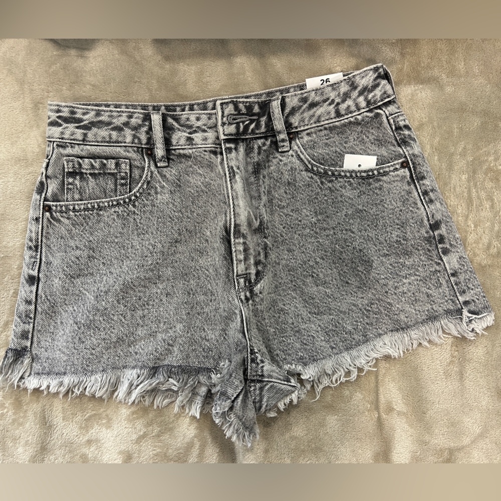 Acid wash denim shorts